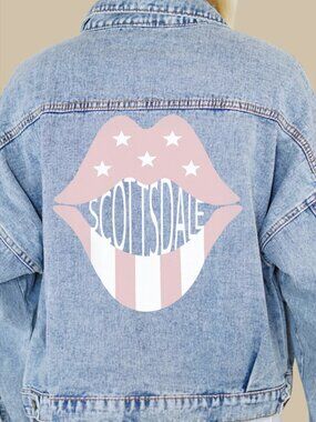 Women's Scottsdale Pink Lips Denim Jacket